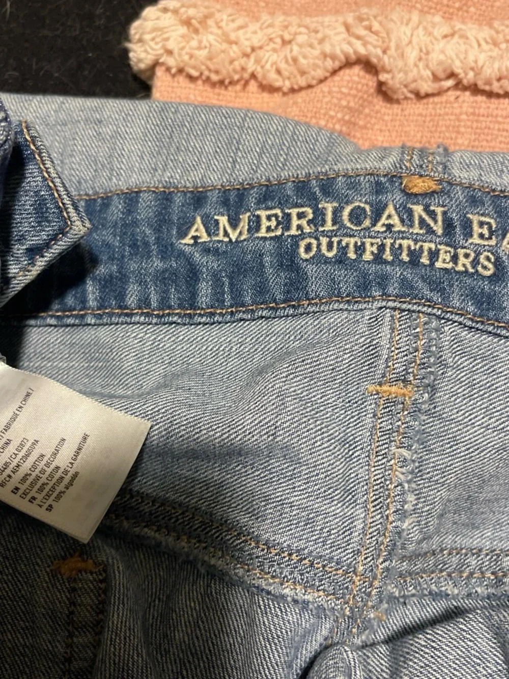 American Eagle Outfitters Light Blue Distressed Denim Short Overalls
